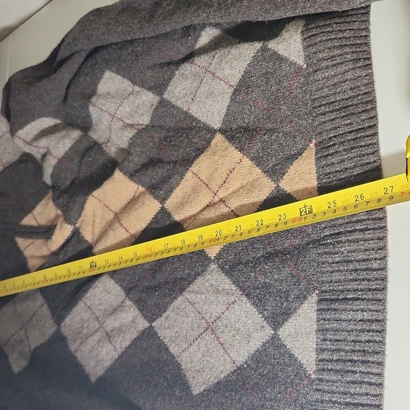 J Crew Sweater Mens Size L Lambs Wool Argyle Sweater Gray Tan - Picture 4 of 10